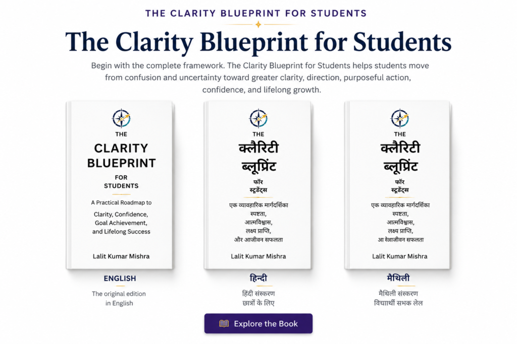 The Clarity Blueprint resources – books in English, Hindi and Maithili